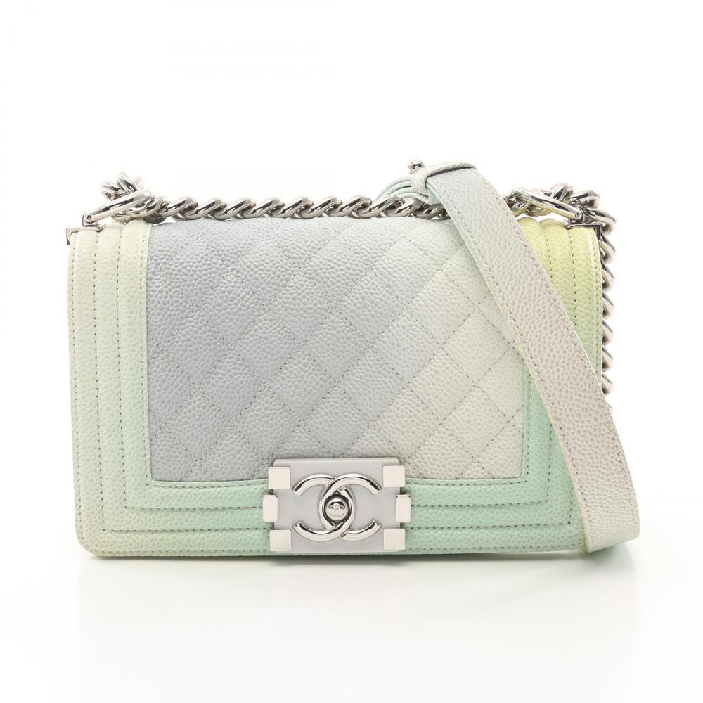 Chanel Boy Shoulder Bag Leather Grained Calfskin Multicolor